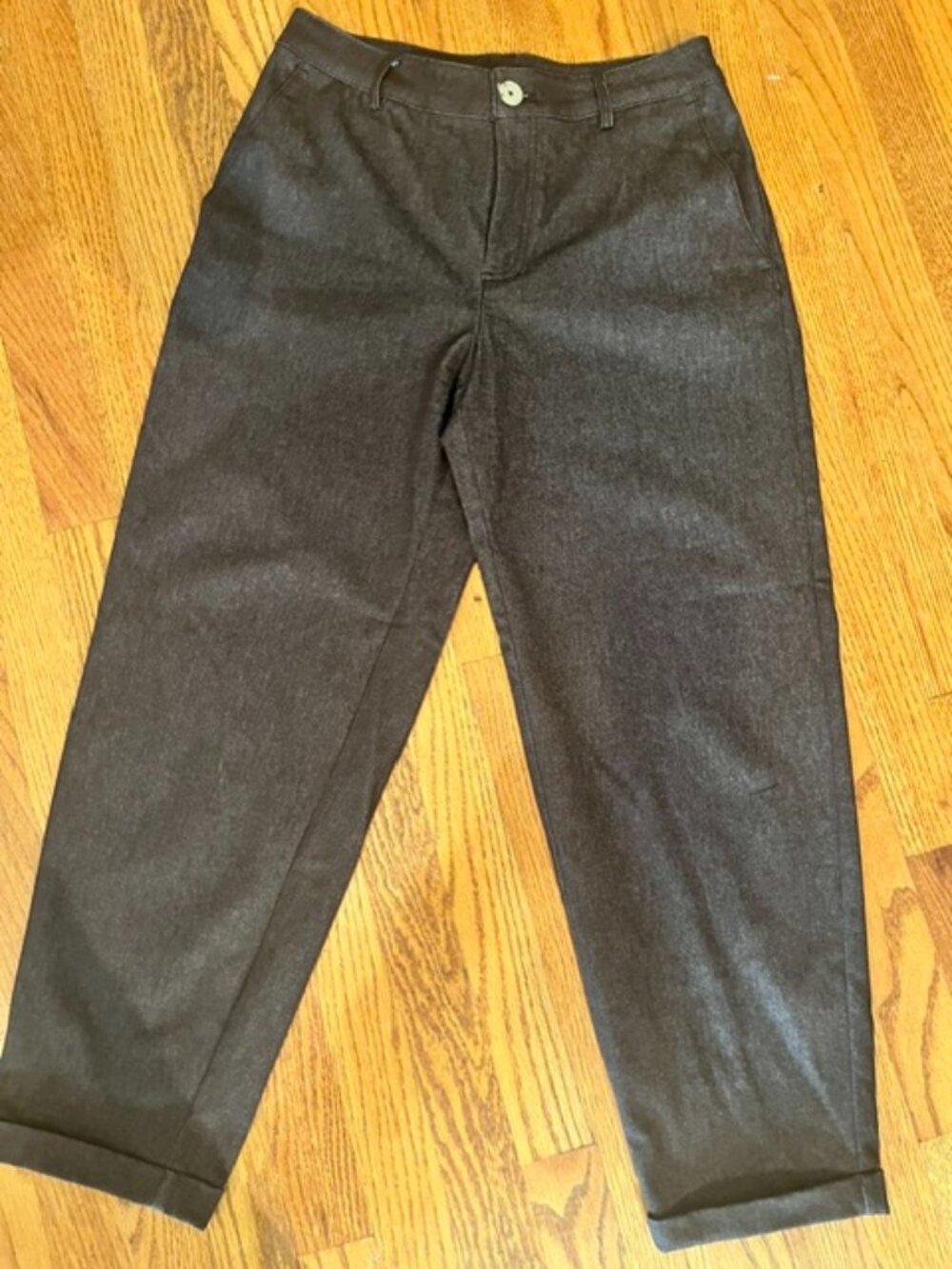 Zara Slight Barrel Leg Cuffed Trousers/jeans